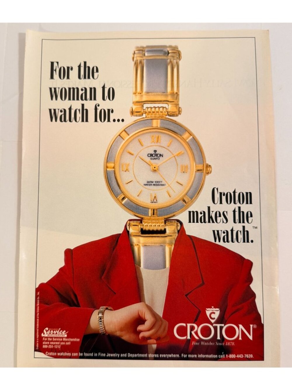 Vintage 1998 Croton Watch Service Merchandise Magazine Advertisement Print Ad